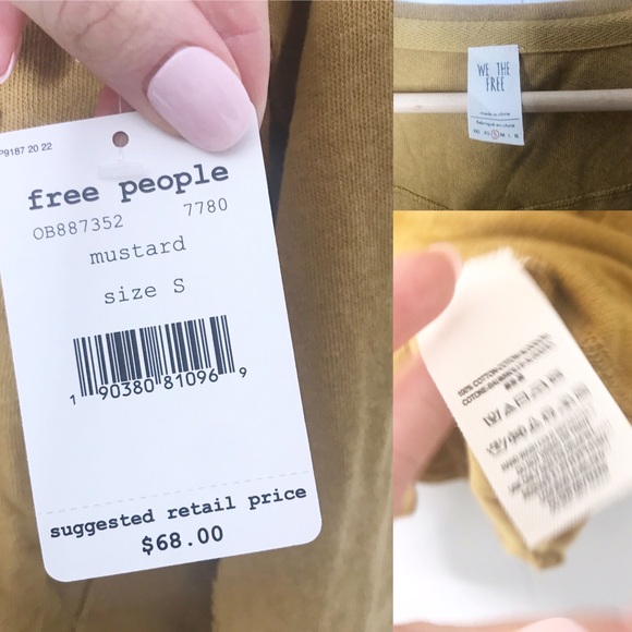 Free People | Starlight Henley Mustard Tee New S - Picture 8 of 8